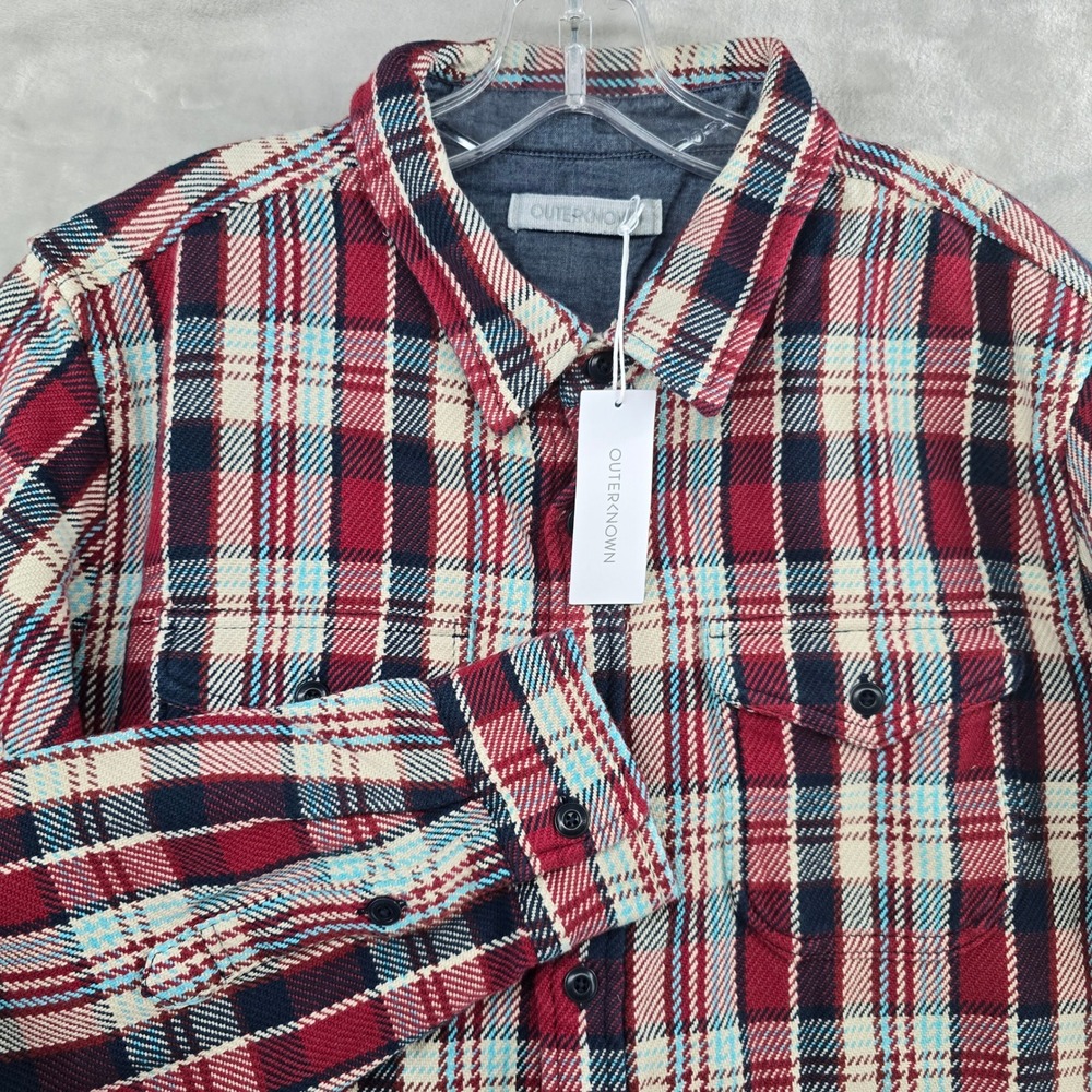 NWT Outerknown‎ Size XL Blanket Shirt Red Plaid Cotton Heavyweight Button Up